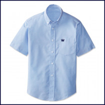 Oxford Shirt: Short Sleeve with Embroidered Crown Logo on Pocket