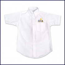 Oxford Shirt: Short Sleeve with Embroidered Logo Above Pocket