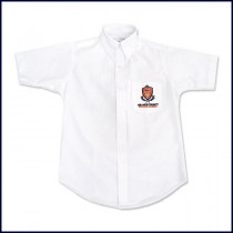 Oxford Shirt: Short Sleeve with Embroidered Logo on Pocket