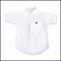 Oxford Shirt: Short Sleeve with Embroidered Crown Logo on Pocket