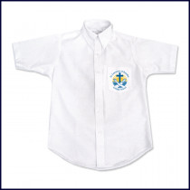 Oxford Shirt: Short Sleeve with School Logo on Pocket