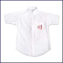 Oxford Shirt: Short Sleeve with Formal Logo on Pocket
