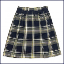 Plaid Stitched Down Box Pleat Skirt