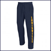 Fleece Sweatpants: Open Bottom with Large Louisville Logo on Leg