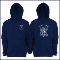 Zip Front Hooded Sweatshirt with School Logo on Front & Large Griffin Logo on Back