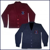 Cardigan Sweater with School Emblem