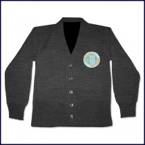 Cardigan Sweater with School Emblem