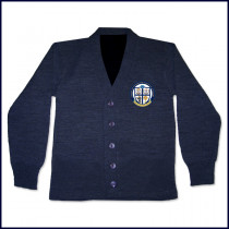 Cardigan Sweater with School Emblem