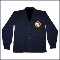 Cardigan Sweater with School Emblem