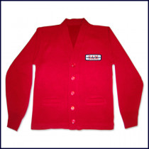 Cardigan Sweater with School Emblem