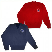 V-Neck Pullover Sweater with Embroidered Logo