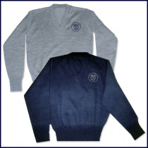 V-Neck Pullover Sweater with Embroidered PCHS Crest Logo