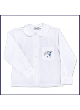 Round Collar Blouse: Long Sleeve with School Logo on Pocket