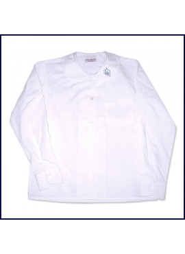 Round Collar Blouse: Long Sleeve with School Logo on Collar