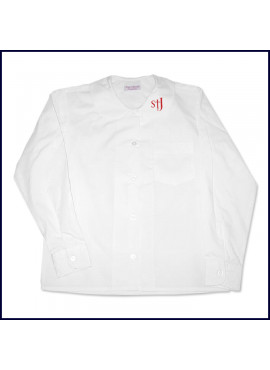 Round Collar Blouse: Long Sleeve with Formal Logo on Collar