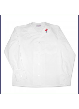 Round Collar Blouse: Long Sleeve with Torch Logo on Collar