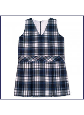 V-Neck Shift Jumper with 2-Pleat Skirt & Bias Waistband