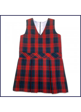 V-Neck Shift Jumper with 2-Pleat Skirt & Bias Waistband