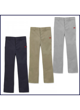 Boys Flat Front Pants with MD Embroidered Logo