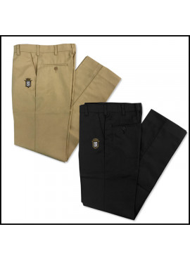 Flat Front Pants with Servite Embroidered Logo