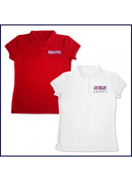 Girls Mesh Polo Shirt: Short Sleeve with SBS Saints Embroidered Logo