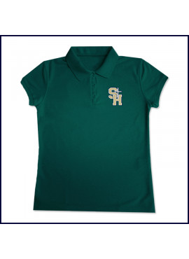 Green Girls Mesh Polo Shirt: Short Sleeve with School Logo