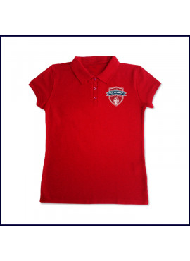 Red Girls Mesh Polo Shirt: Short Sleeve with Fiberlok Logo