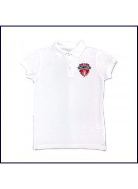 White Girls Mesh Polo Shirt: Short Sleeve with Fiberlok Logo