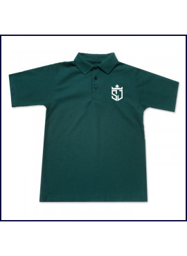 Green Unisex Polo Shirt: Short Sleeve with Embroidered Logo