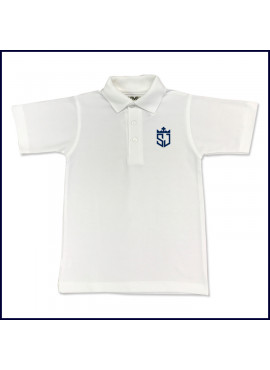 White Unisex Polo Shirt: Short Sleeve with Embroidered Logo
