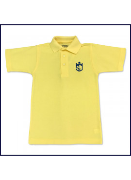 Yellow Unisex Polo Shirt: Short Sleeve with Embroidered Logo