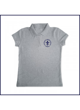 Grey Girls Mesh Polo Shirt: Short Sleeve with Embroidered Logo