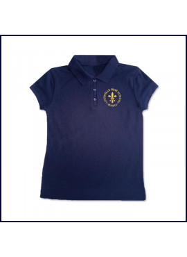 Navy Girls Mesh Polo Shirt: Short Sleeve with Embroidered Logo