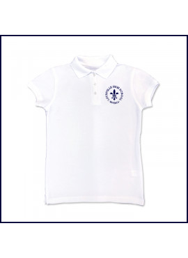 White Girls Mesh Polo Shirt: Short Sleeve with Embroidered Logo