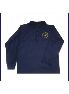 Navy Classic Mesh Polo Shirt: Long Sleeve with Embroidered Logo