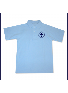 Light Blue Classic Mesh Polo Shirt: Short Sleeve with Embroidered Logo