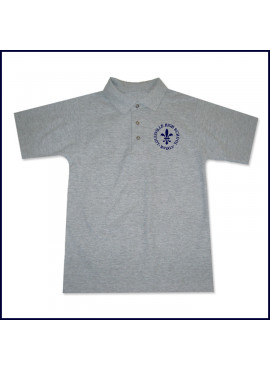 Grey Classic Mesh Polo Shirt: Short Sleeve with Embroidered Logo