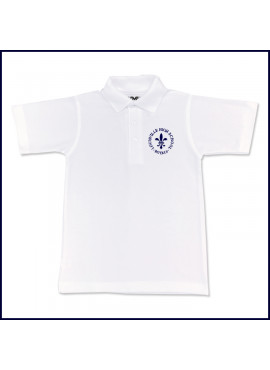 White Classic Mesh Polo Shirt: Short Sleeve with Embroidered Logo