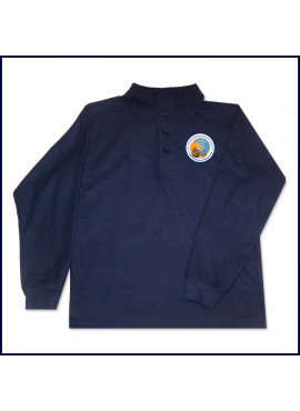 Unisex Mesh Polo Shirt: Long Sleeve with School Logo