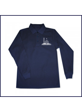 Unisex Mesh Polo Shirt: Long Sleeve with School Logo