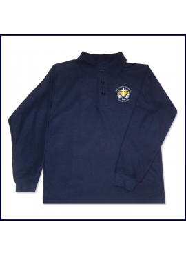 Unisex Mesh Polo Shirt: Long Sleeve with School Logo