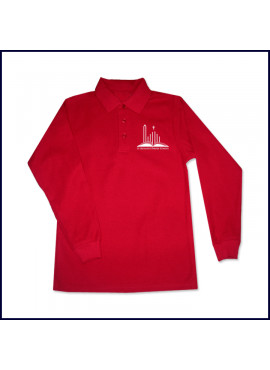 Unisex Mesh Polo Shirt: Long Sleeve with School Logo