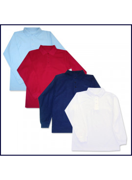 Classic Mesh Polo Shirt: Long Sleeve with School Logo