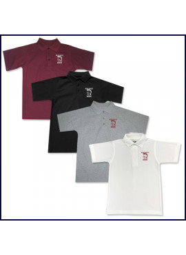 Unisex Mesh Polo Shirt: Short Sleeve with School Logo