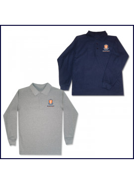 Interlock Polo Shirt: Long Sleeve with Embroidered Logo