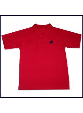 Red Classic Mesh Polo Shirt: Short Sleeve with Embroidered Logo
