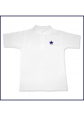 White Classic Mesh Polo Shirt: Short Sleeve with Embroidered Logo