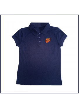 Navy Mesh Polo Shirt with Embroidered Logo
