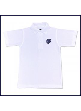 White Unisex Mesh Polo Shirt with Embroidered Logo