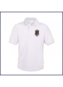 White Classic Performance Polo with JSerra Logo